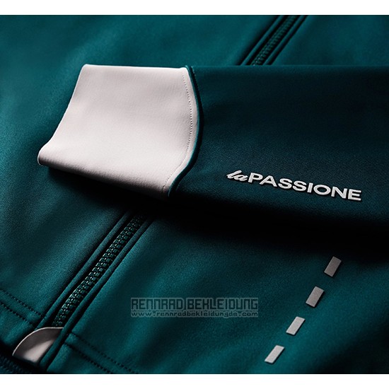 2019 Fahrradbekleidung La Passione Grun Wei Trikot Langarm und Tragerhose
